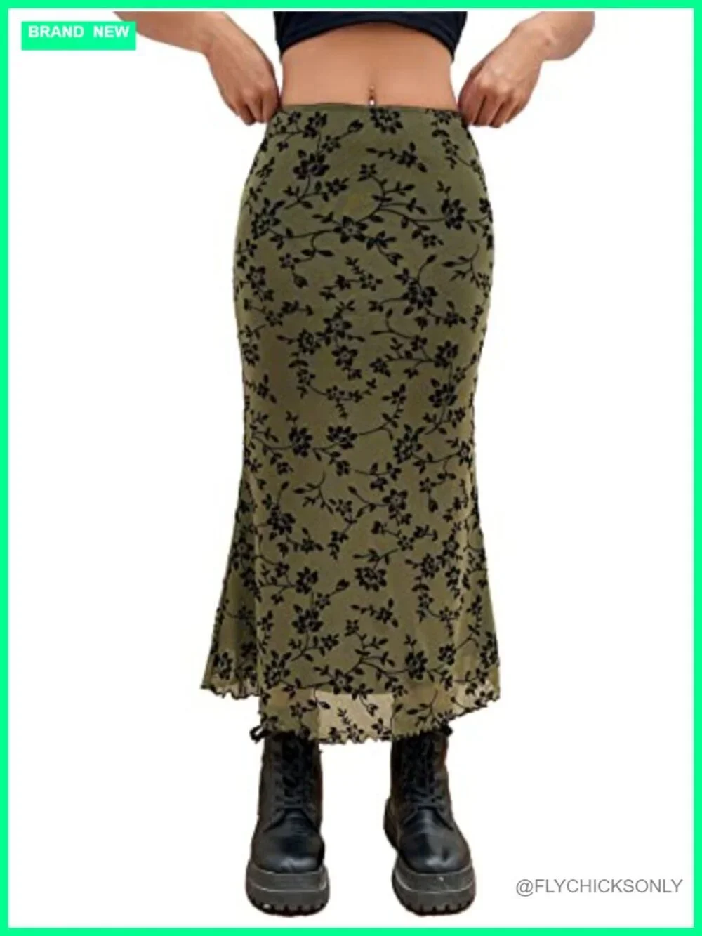 High Waisted Mesh Mermaid Skirt Y2k Bodycon Long Skirt Goth